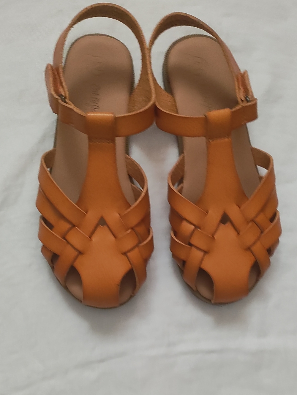 Cat & Jack Tan Braided T-Strap Kids Sandals